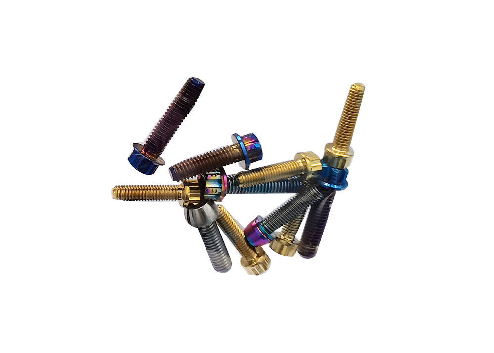 Titanium Button Head Bolt M5x8mm Torx Drive with Rainbow Finish and Vacuum Nitriding Surface