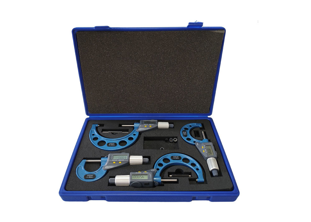 Set of 0-100mm Double Display Digital Outside Micrometer with IP54 Protection Degree