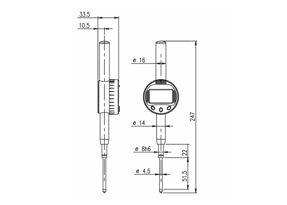 0-50.8mm Digital Dial Indicator with LCD Display for Metrology & Inspection