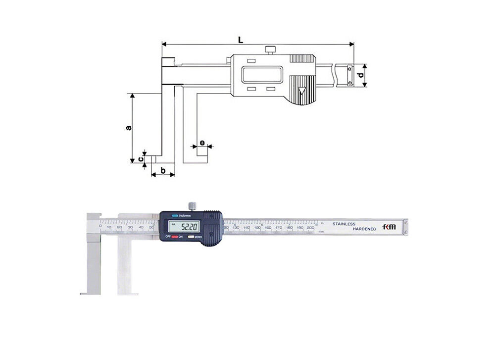 Wholesale Flat Point 25-500mm/1-20" Digital Internal Groove Caliper for Inner Groove Depth & Diameter Measurement, for Measuring Internal Narrow Dimensions