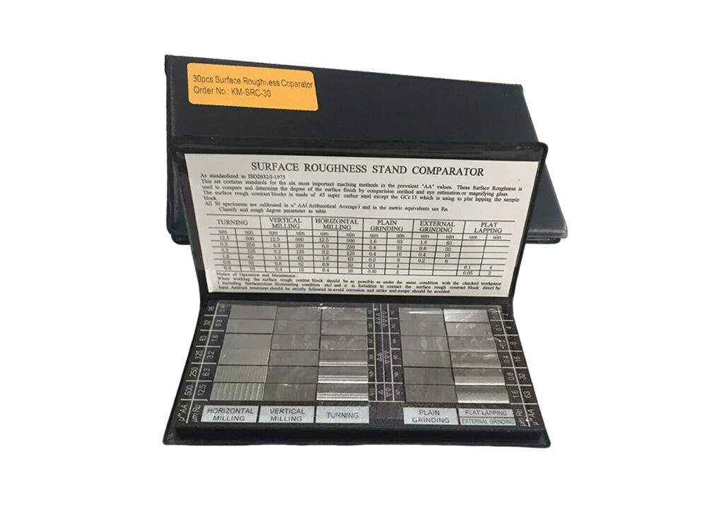 Portable 30Pcs Surface Roughness Comparator Kit Calibrated Surface Finish Reference Block for QC Testing