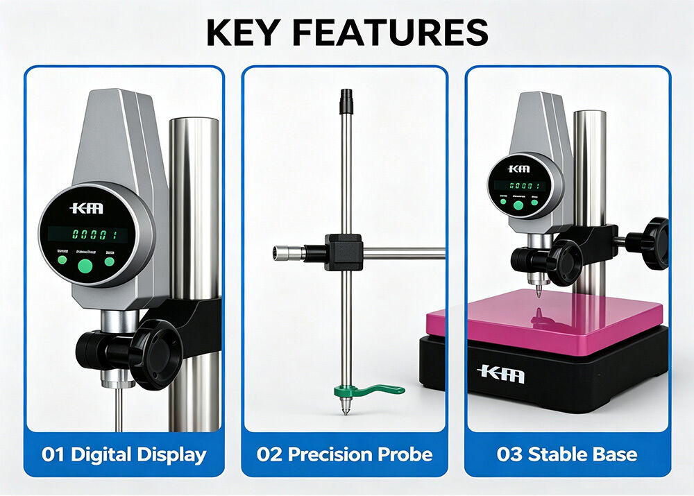0-100mm High Precision Digital Height Gauge with 0.0001mm Resolution and Ceramic Base for Mold Automotive Aerospace Electronic Parts Inspection