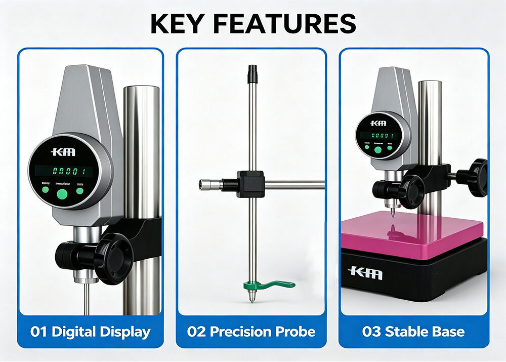 0-100mm High Precision Digital Height Gauge with 0.0001mm Resolution and Ceramic Base for Mold Automotive Aerospace Electronic Parts Inspection
