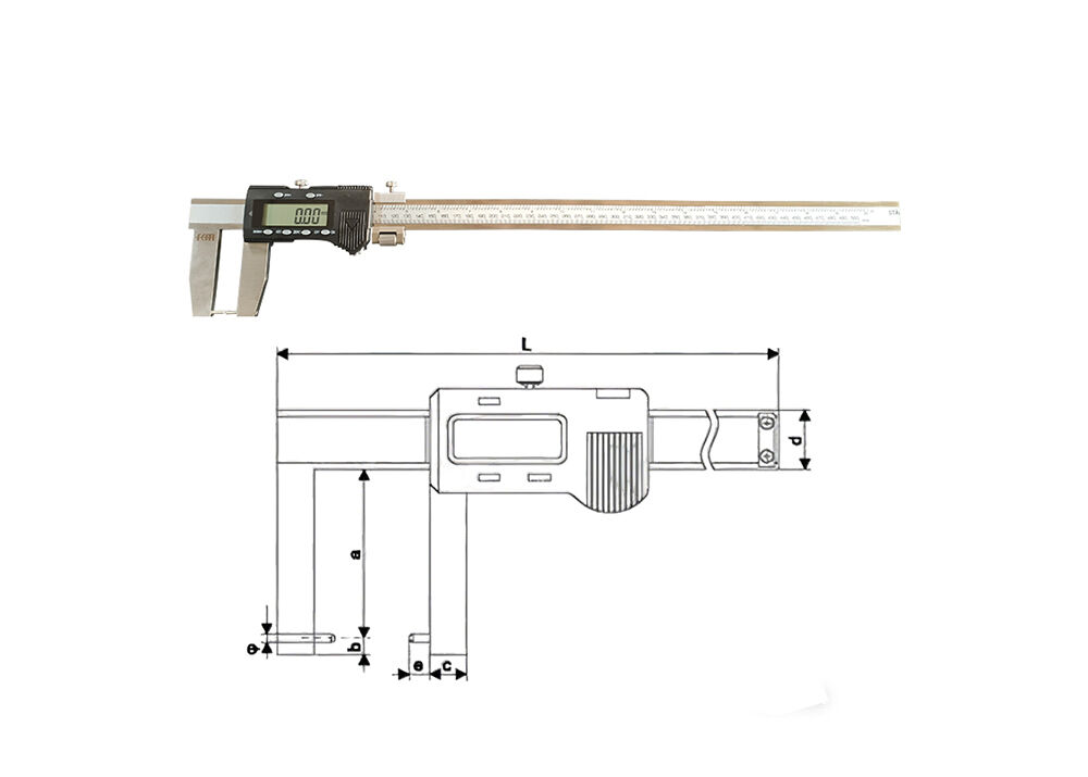 0-500mm/0-20" Cylindrical Head Outside Groove Digital Caliper for O-ring grooves Measurement